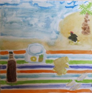 Painting of main ingredients for chicken marinade.