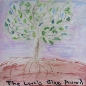 Original painting of many-leaved tree with roots.